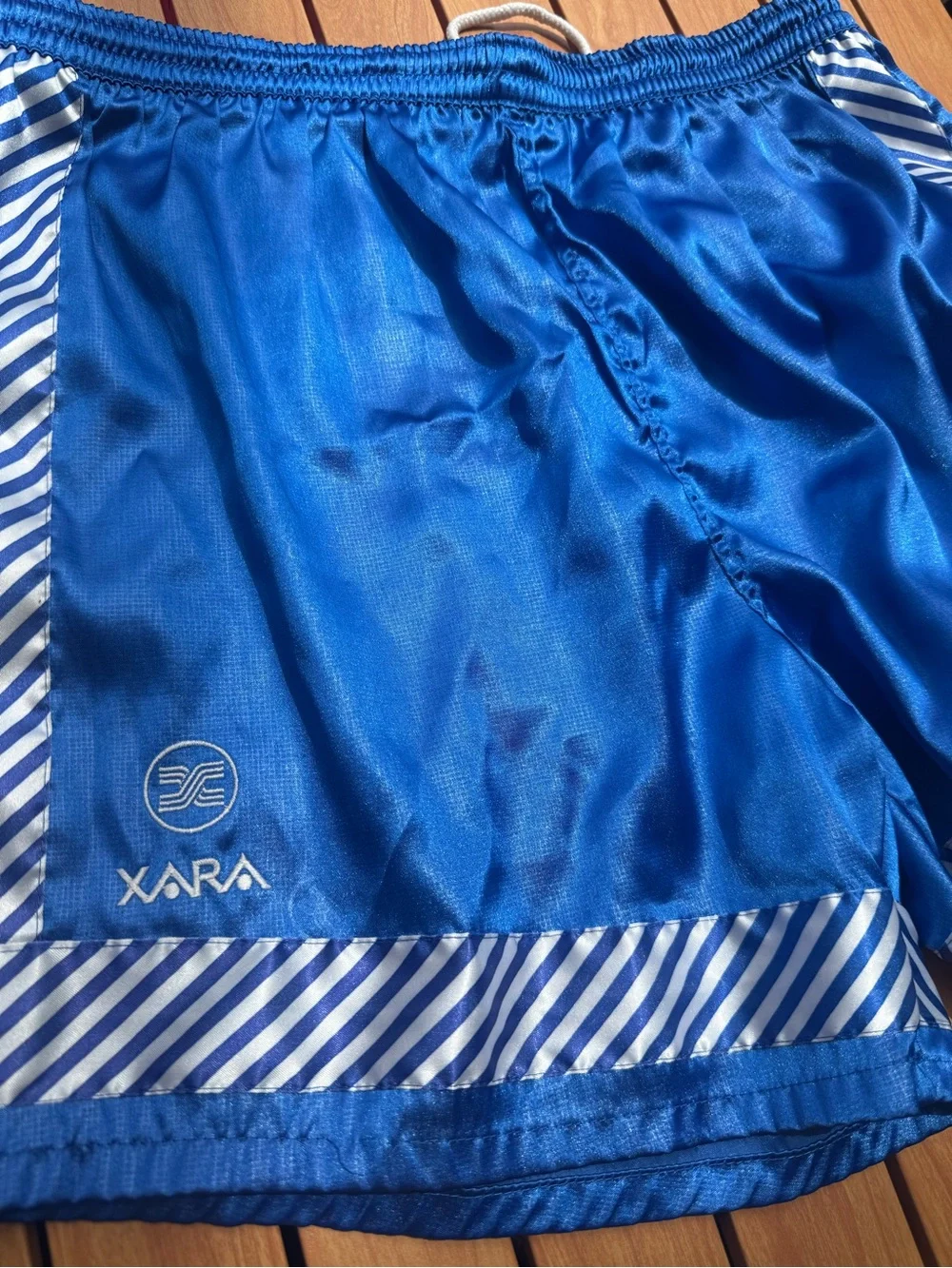 VINTAGE 90s XARA BLUE MENS SOCCER SHORTS XL